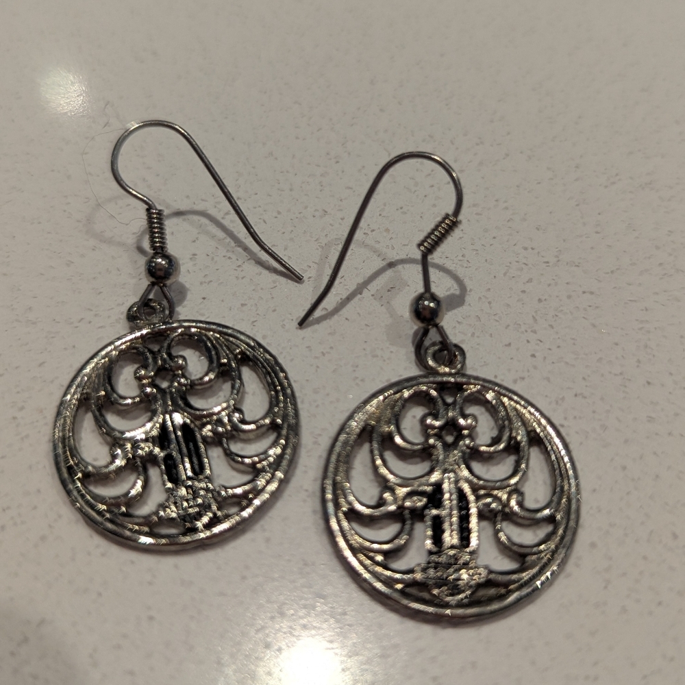Elegant Silver Dangle Earrings Harley Davidson